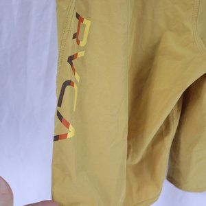 RVCA VA Board Shorts Mens 32 Mustard Yellow Dry Stretch Surfer Beachwear